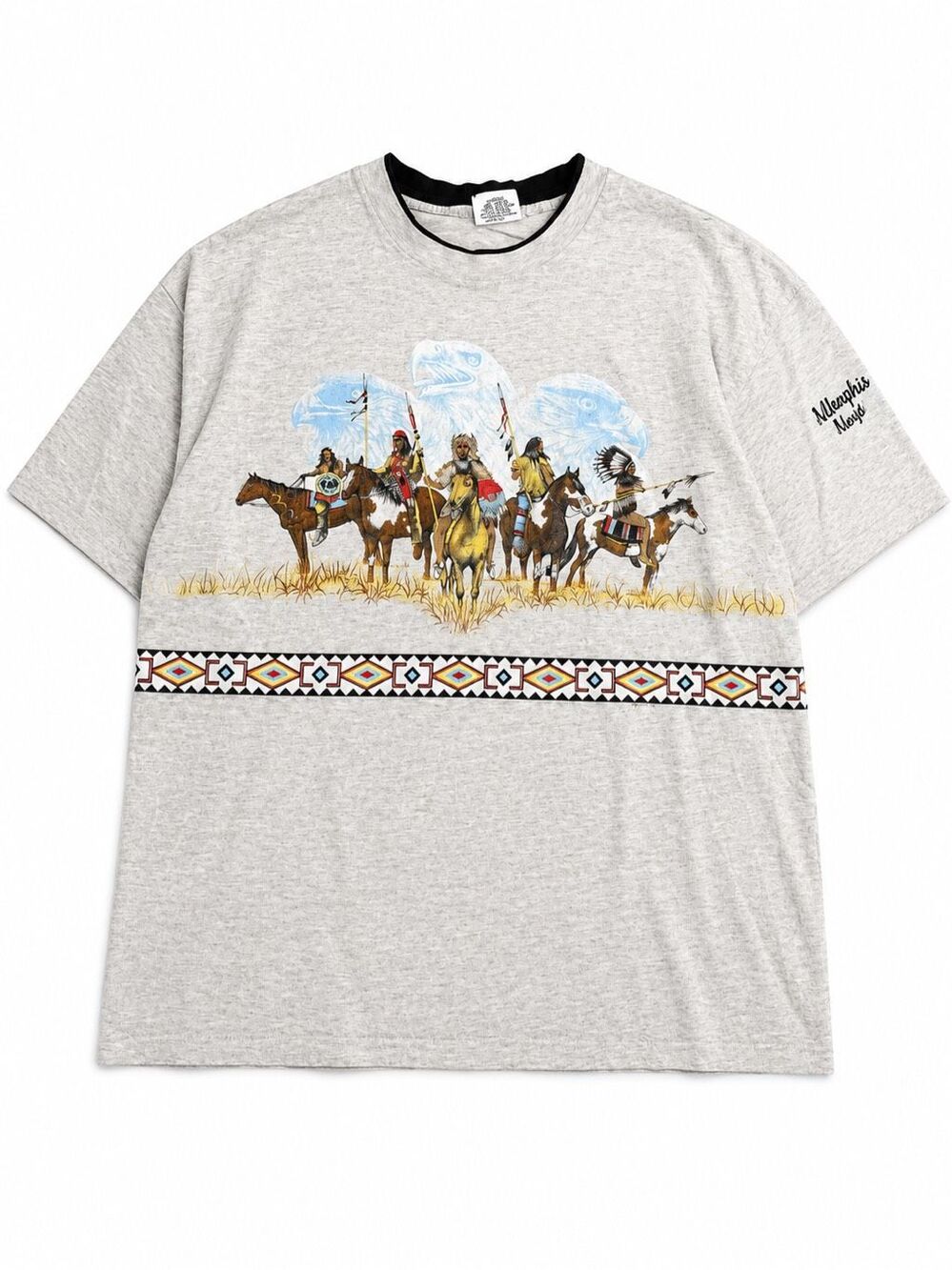Vintage 90s Native American Horse Eagle T-Shirt XL Signal Sports Western USA